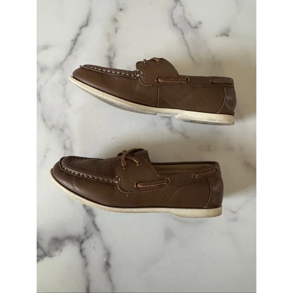 Janie & Jack 3 brown perforated flower show moccasin style loafer slip on meetin